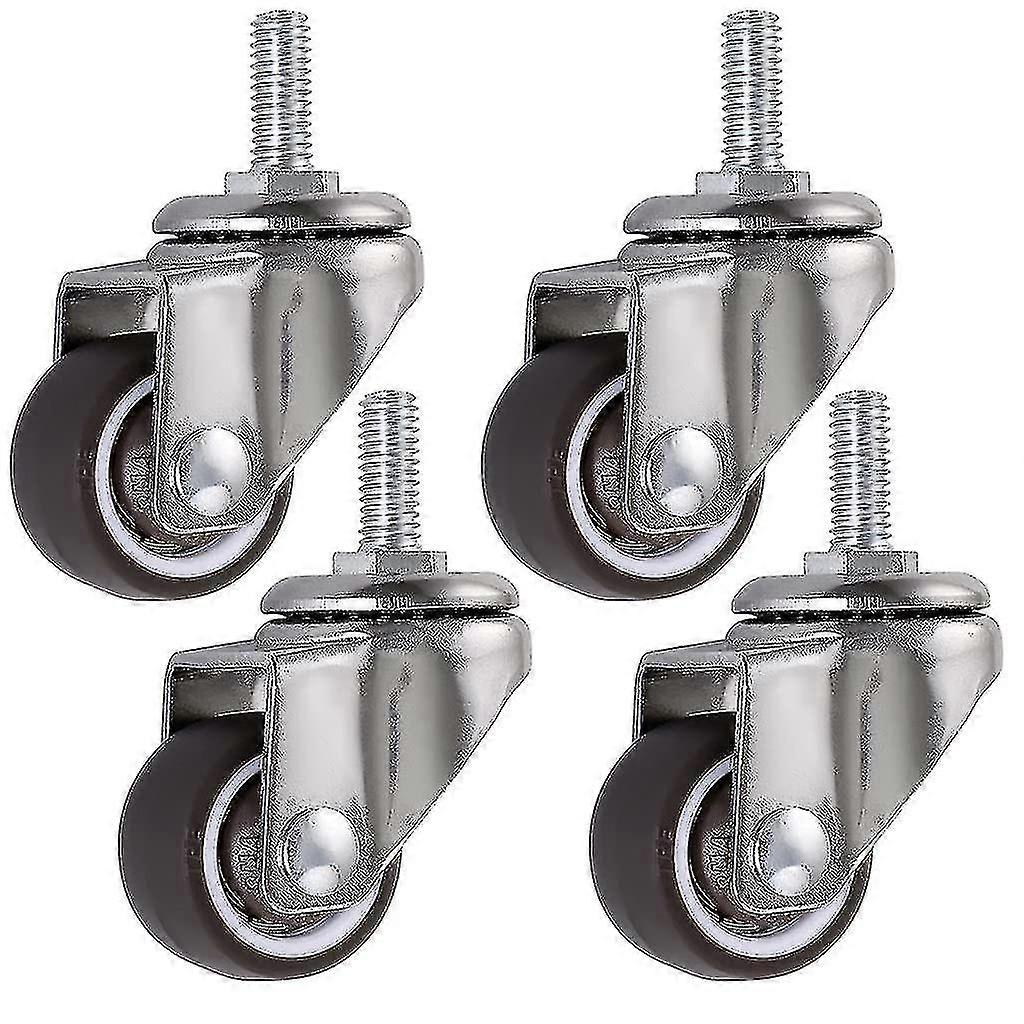 4 Pcs Swivel Wheel, 25mm Stem Furniture Casters In M615, Rubber Swivel Castors, For Carts, Trolley, Cot, Cabinet, Table, Loading