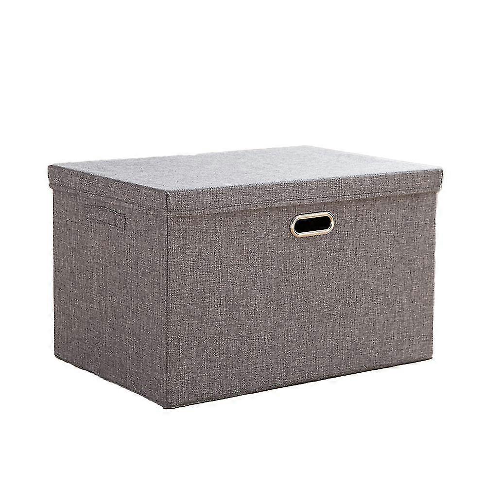 Linen Fabric Storage Bin With Lid Foldable Storage Box Organizer Storage Basket