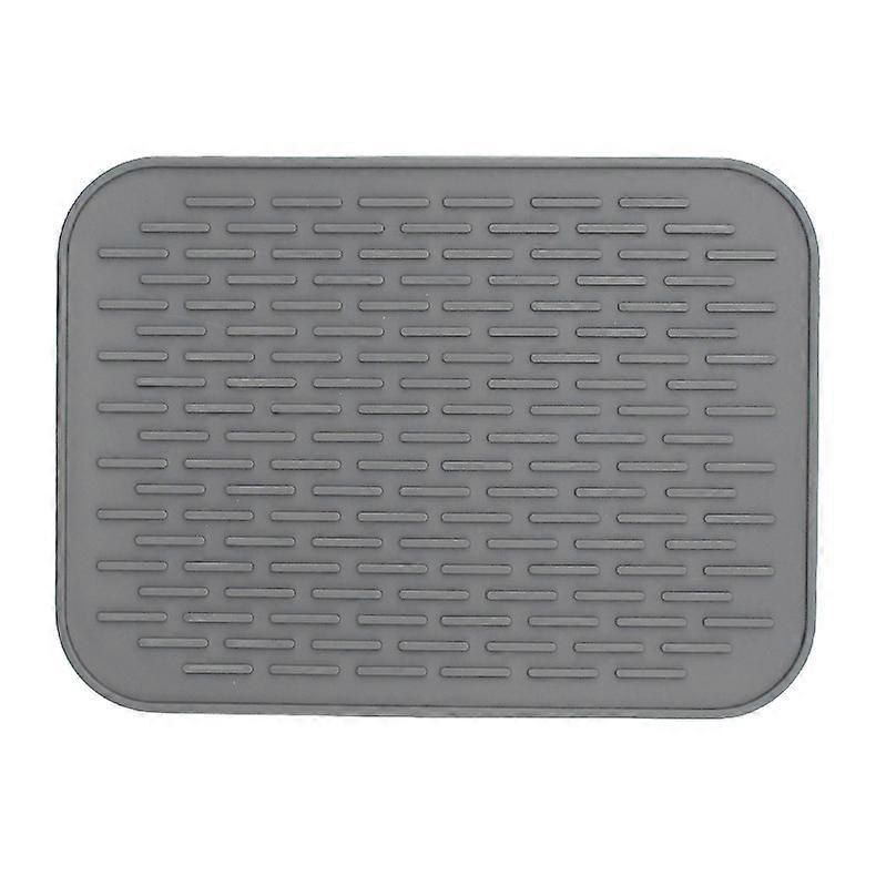 Rectangular Silicone Dish Drying Mat Heat Insulation Anti Slip Dish Drying Mat with Built in Drain Lip for Kitchen Counter21.5*15.7cm