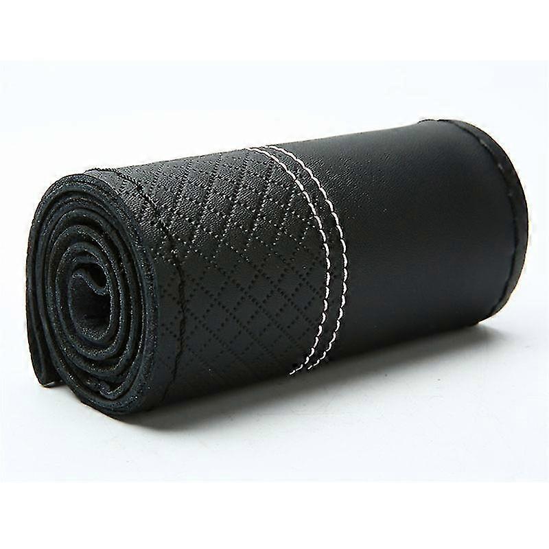 ( Thread) 38cm Top Layer Cow Soft B Steering Wheel Cover Double Line Stitched With Thread