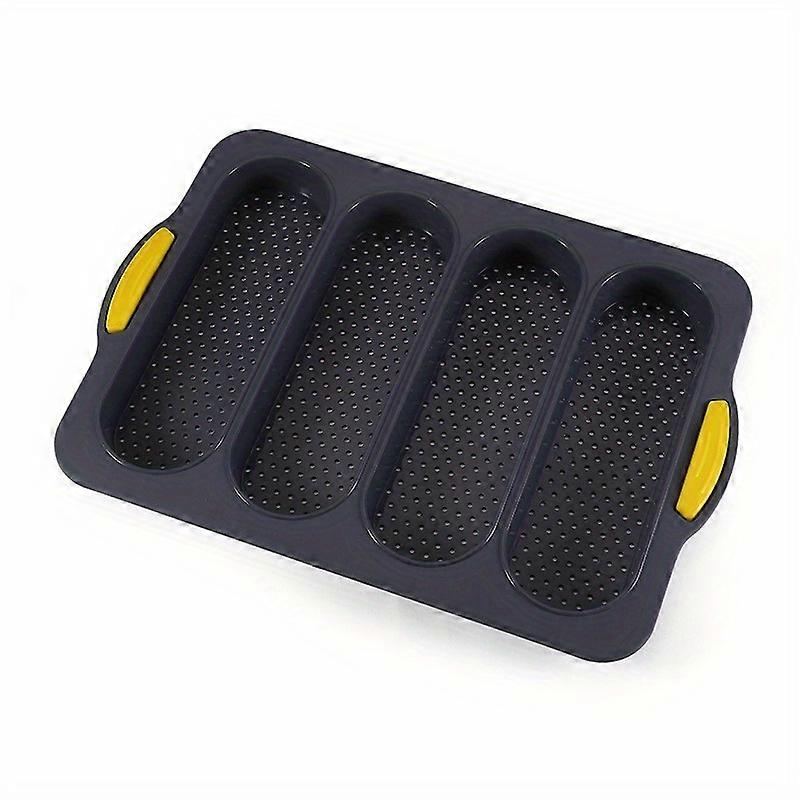1pc, Bread Mold (9.37''x13.39''), 4 Cavities Silicone Baking Tray, Perforated Baguette Baking Mold, Non Stick French Bread Pan, Suitable For Ovens And