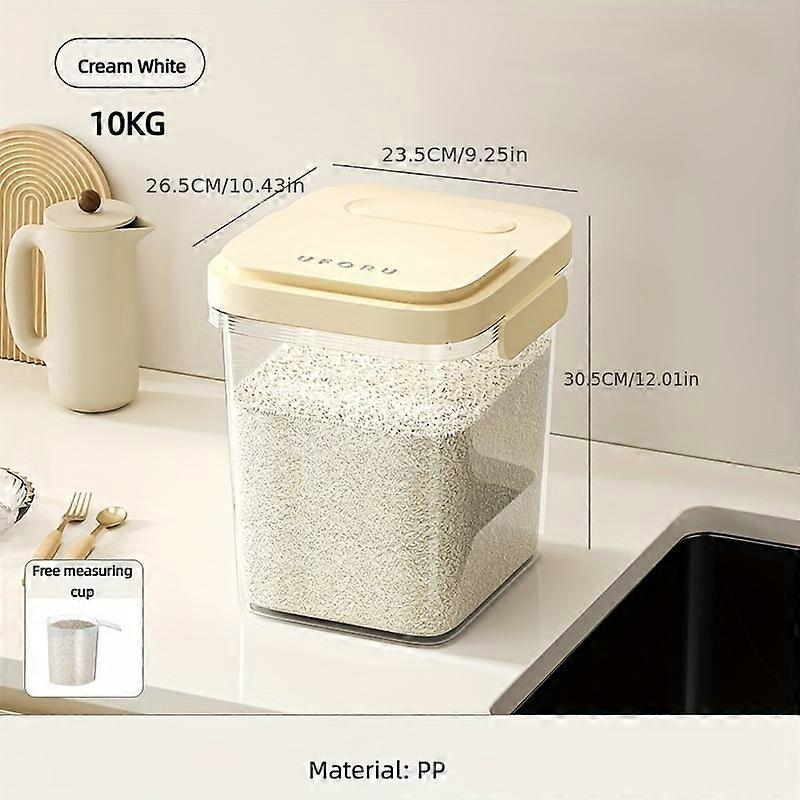 1pc Extra-Large Rice Storage Container - Airtight Magnetic Lid, Moisture-Proof & Transparent, Easy-Pour Food Dispenser for Rice, Cereal, Flour, Pet Fo