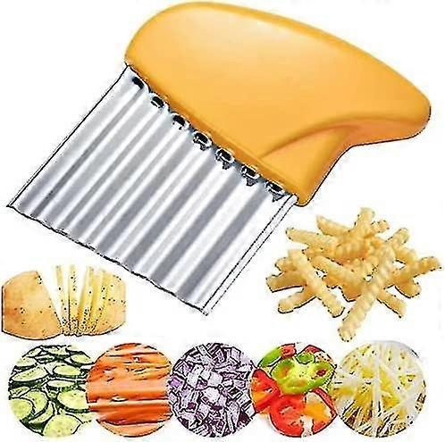 Multifunctional Wavy Chopper Stainless Steel Tool Yellow)