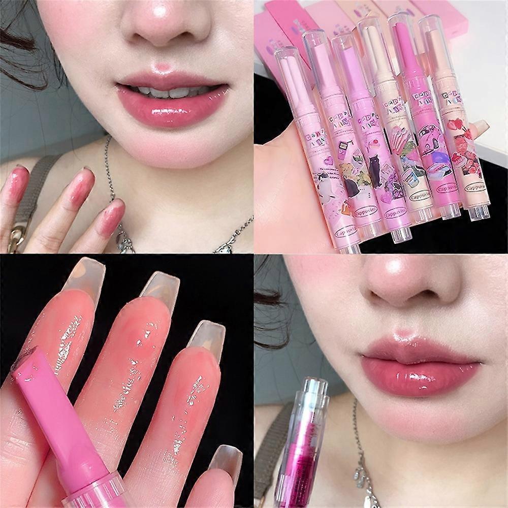 Klart vand lys Solid lipgloss gelé pink læbefarve spejlglas læbeglasur hjerteformet