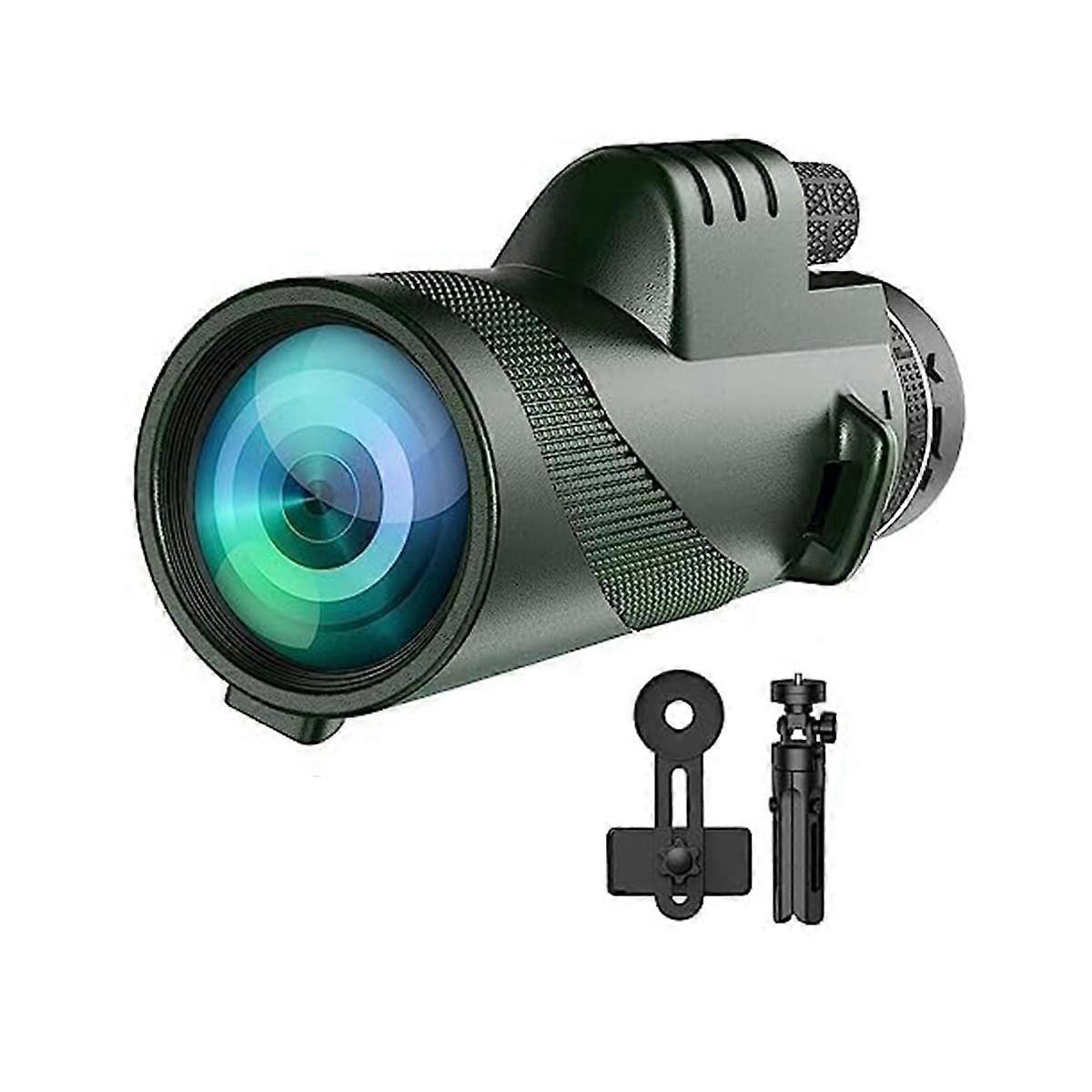 80X100 Monocular Telescope Monoculars for Adults Compact Monocular for Smartphone Adapter, with Tri