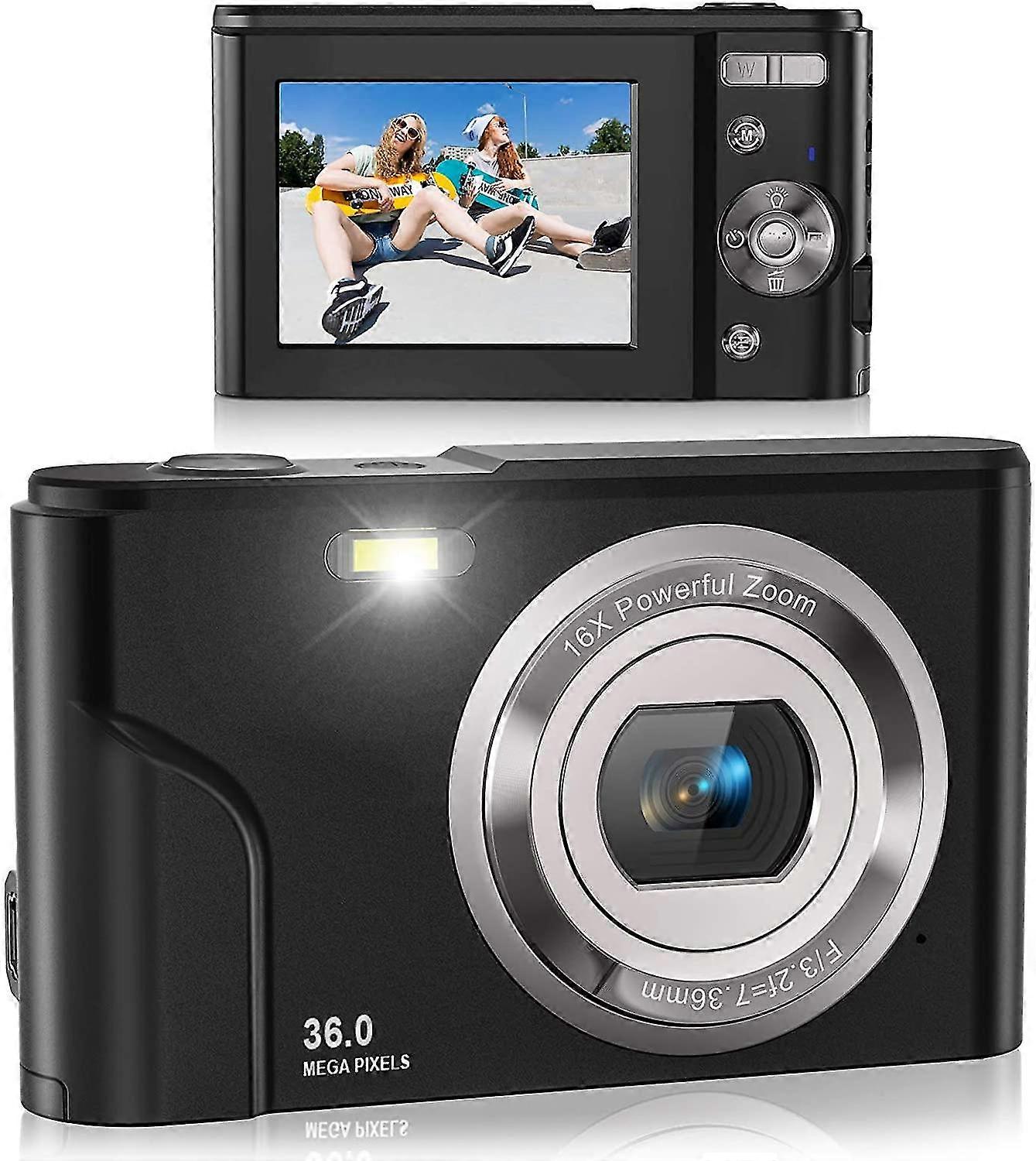 Digital Camera, Fhd 1080p 36.0 Mega Pixels Vlogging Camera With 16x Digital Zoom, Lcd Screen, Compact Portable Mini Cameras For Students, Teens, Kids
