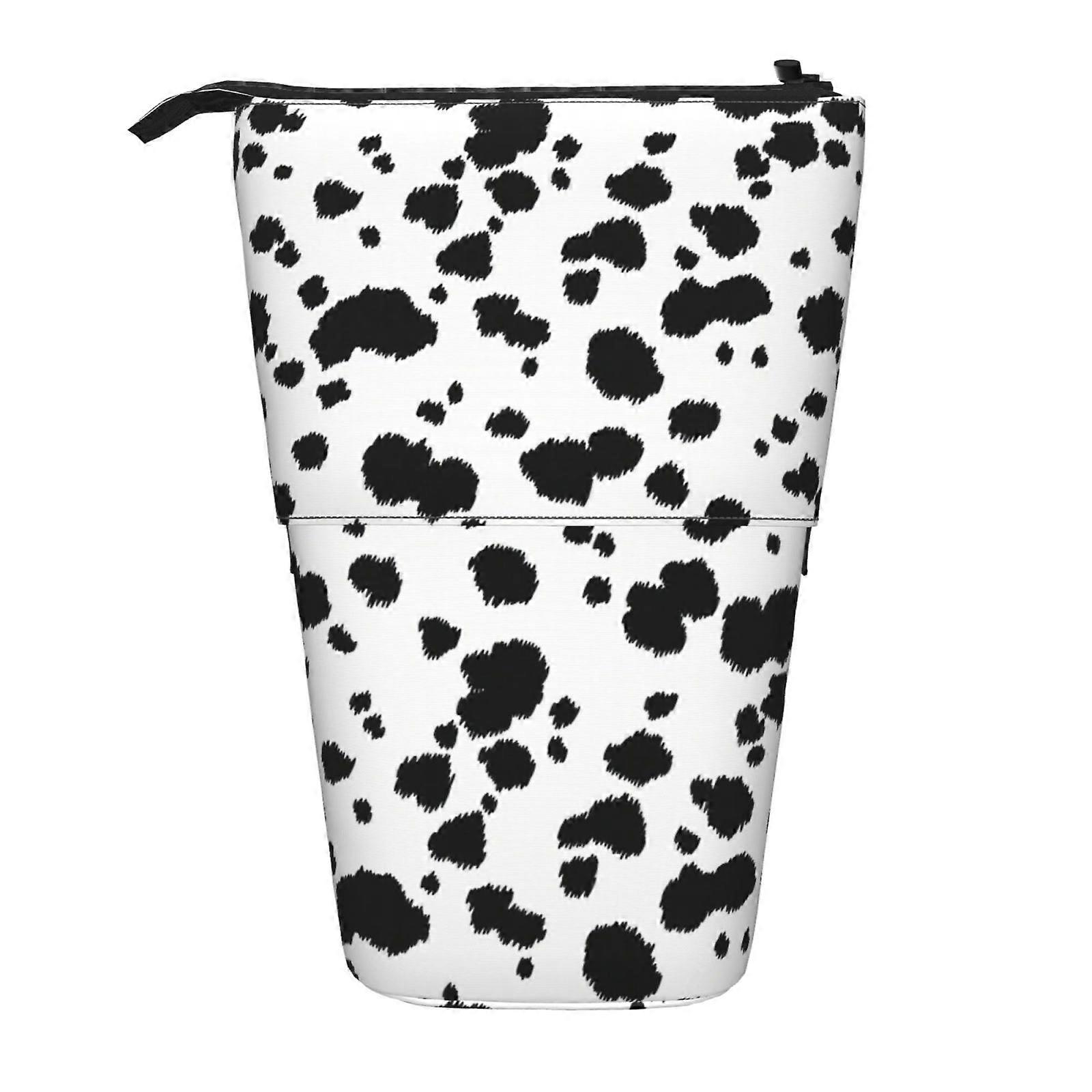 بقرة طباعة مقلمة الوقوف حقيبة قلم رصاص تلسكوبي مقلمة مع سحاب حقيبة ماكياج محمولة 7