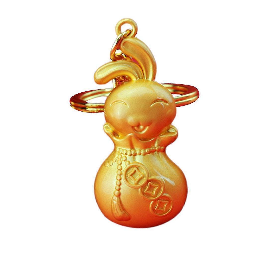 Gold Rabbit Keychain Zodiac Rabbit Statue Keychains-Hanging Chinese New Year