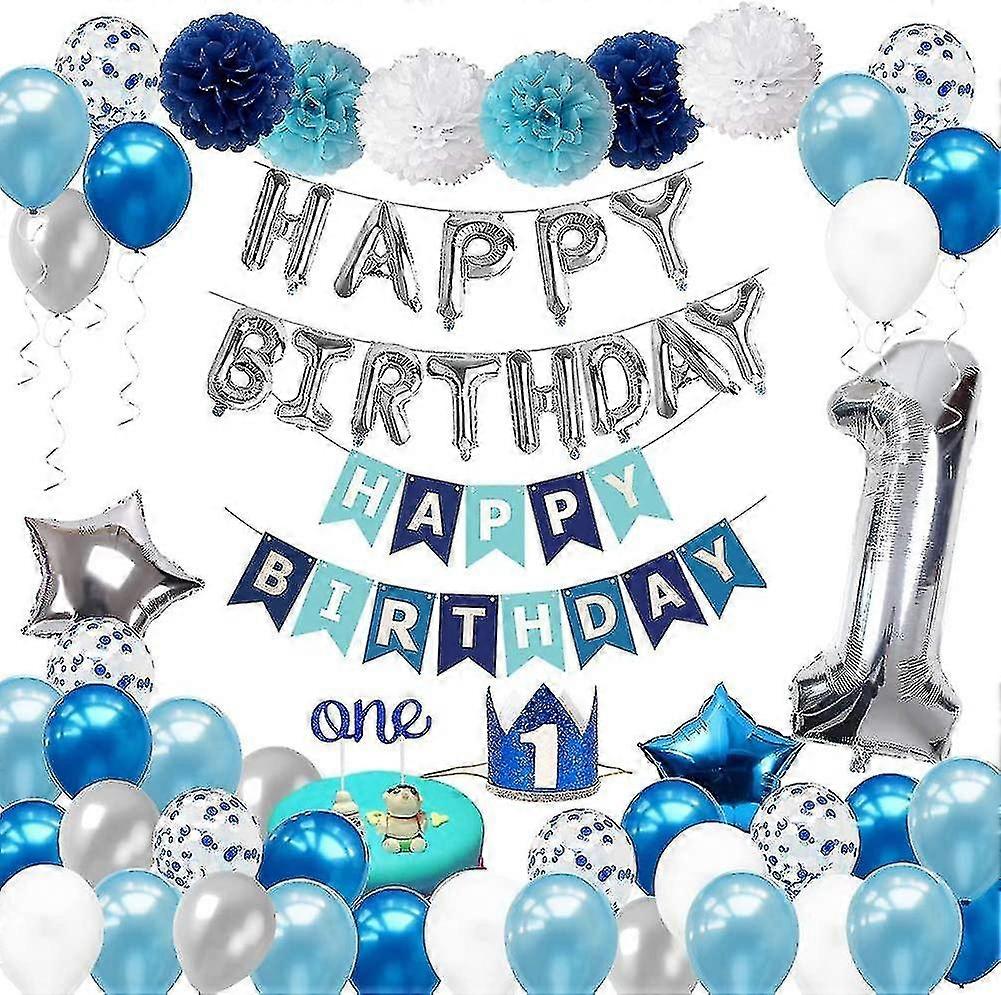 1st Birthday Decoration Boy Blue Baby 1st Birthday Party Blue Kit Set
