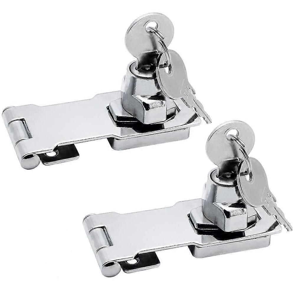 2 Pairs Zinc Alloy Locking Hasps 80mm Door Hasp Latch with Padlock and Key Latch Hasp for Furniture Mailbox Cabinet Drawer Cupboard