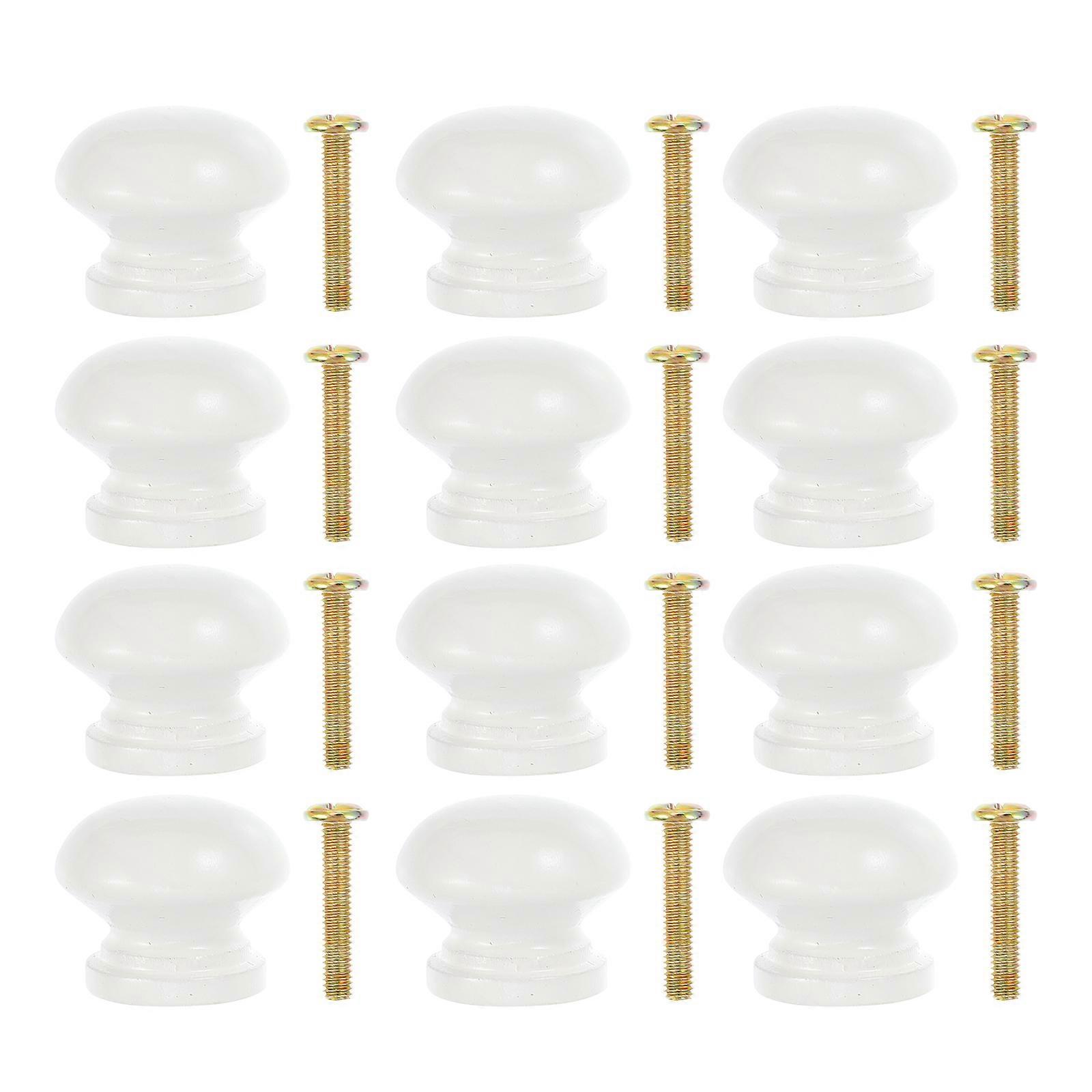 12 τεμ Shroom Decor λευκό ντουλάπι συρταριέρα τραβά ξύλινα πόμολα μικρά ξύλινα ξύλινα πόμολα συρταριών