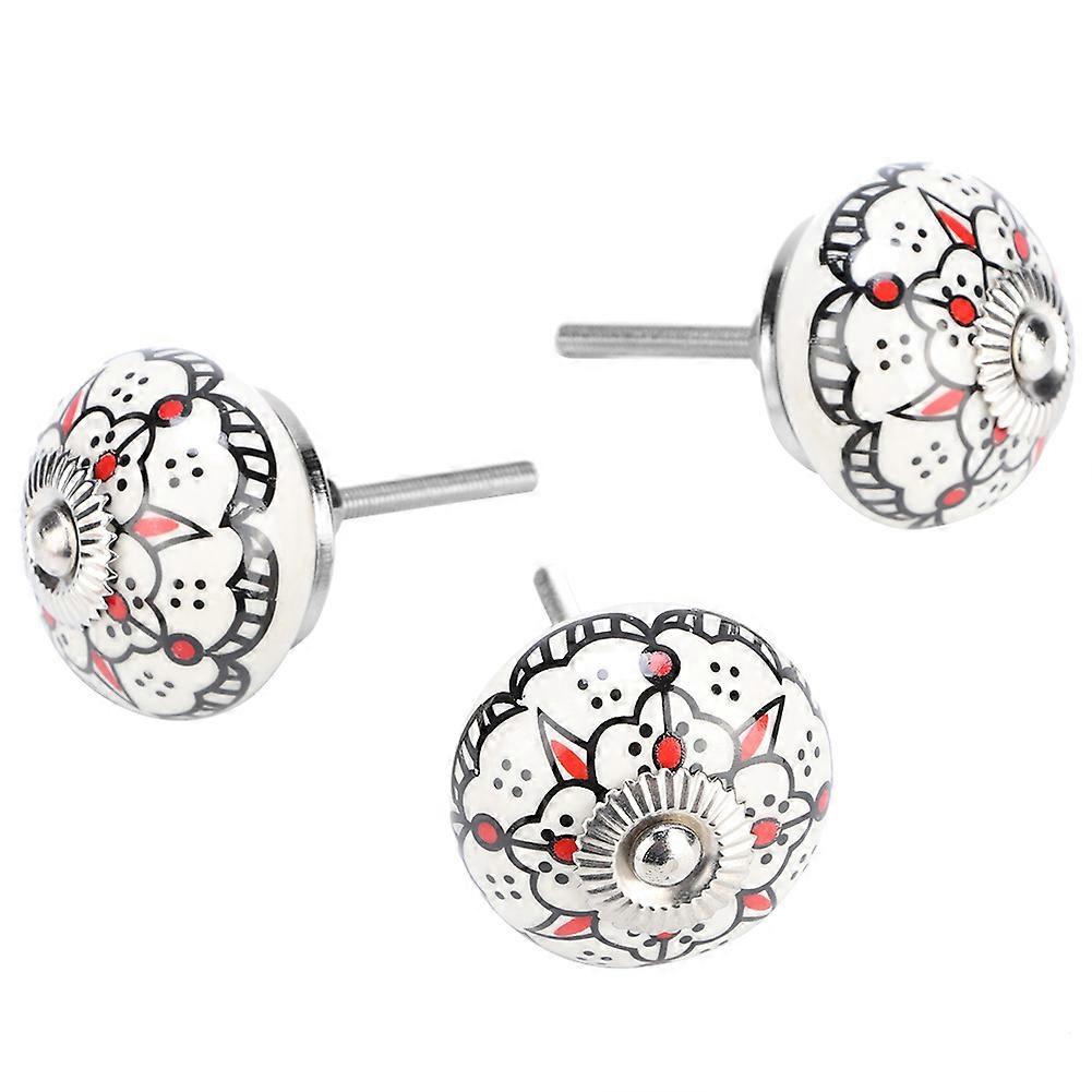3Pcs Ceramic Porcelain Door Knob Handle Drawer Cupboard Cabinet Drawer Handles Pulls
