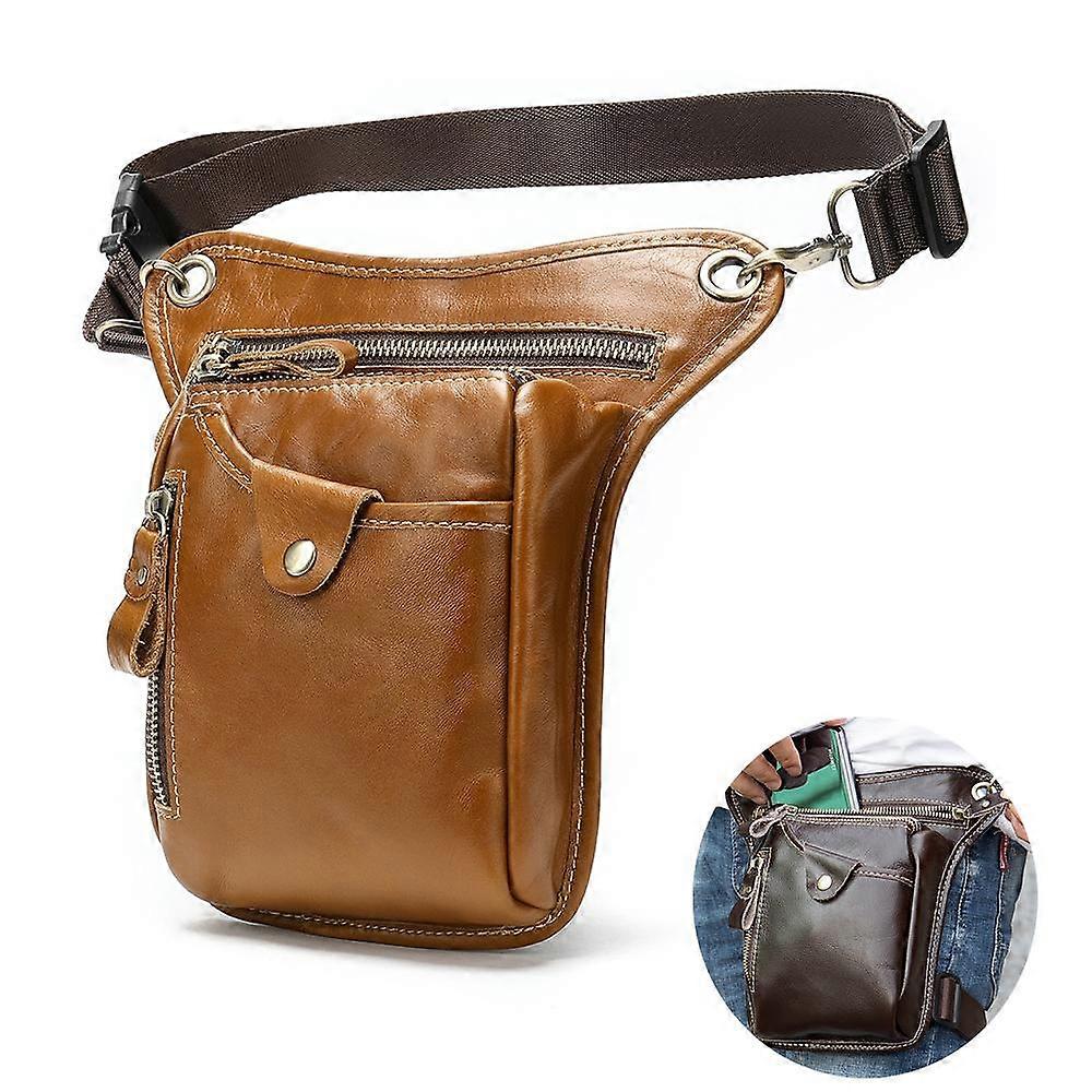 Γνήσιο δέρμα Ανδρική τσάντα ζώνης Fanny Pack Τσάντα μέσης Ανδρικές δερμάτινες τσάντες αλήτη Τσάντες ώμου ζώνης χρημάτων για τους άνδρες Πακέτο μέσης (κίτρινο καφέ)
