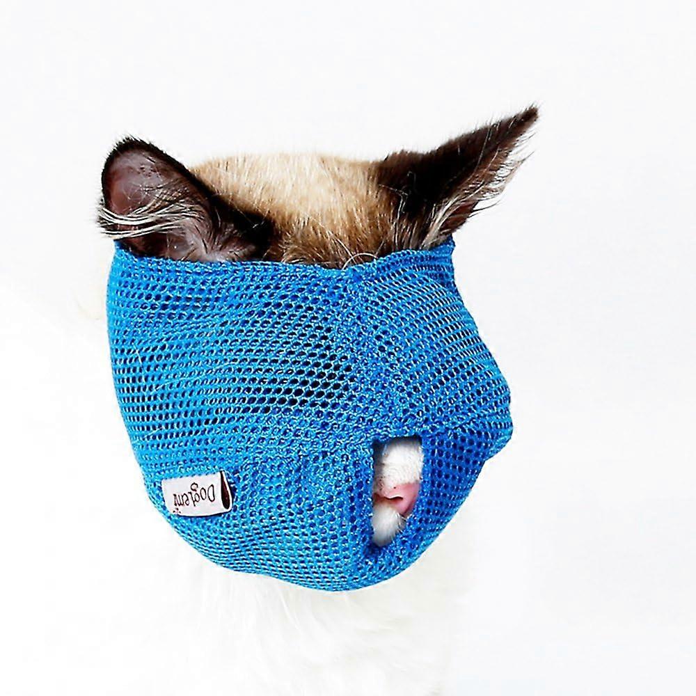 Cat Muzzles - Breathable Mesh Muzzles Prevent Cats from Biting and Chewing - Anti Bite Anti Meow (Blue-S)