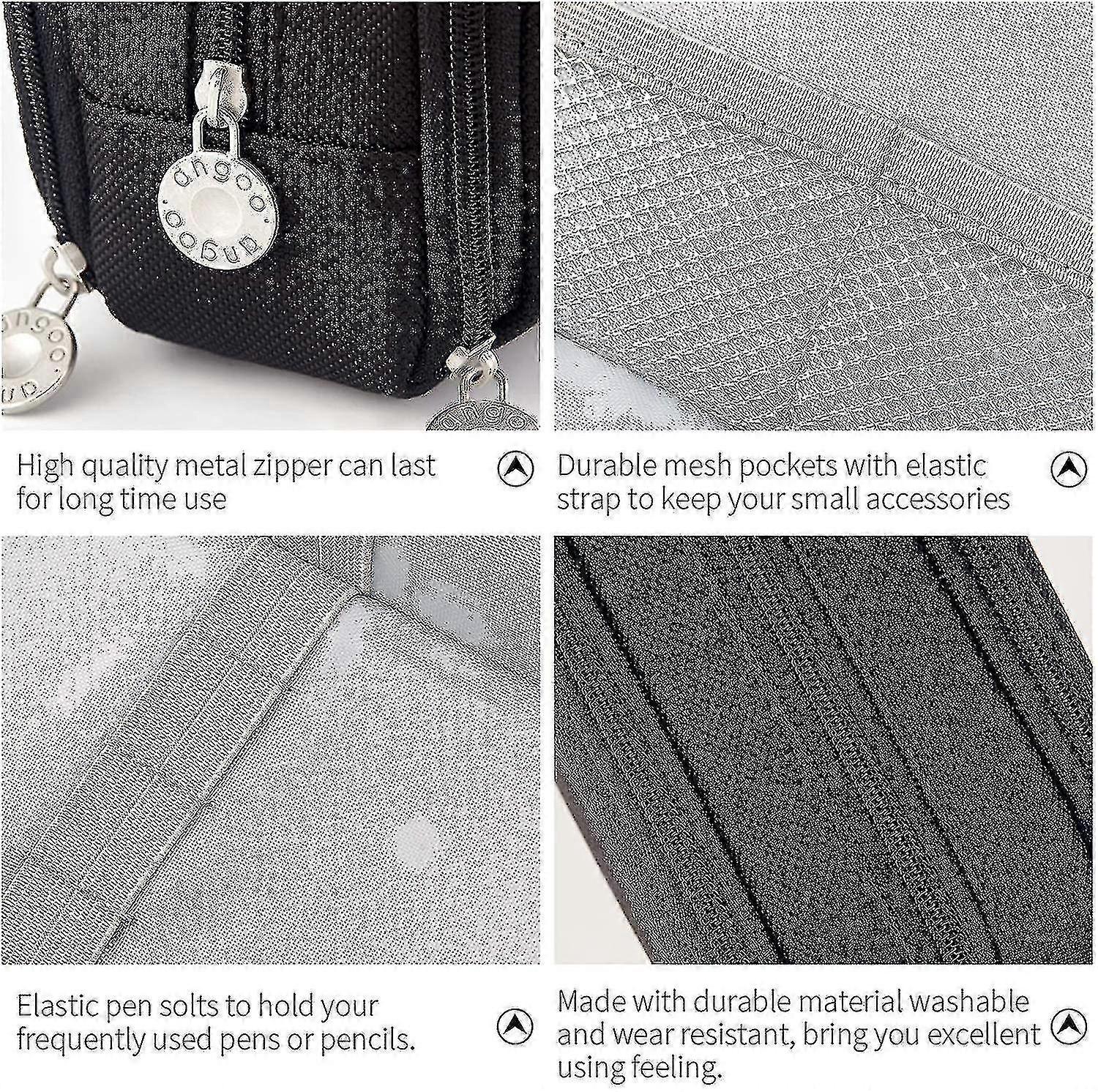 Large Capacity Pencil Case 3 Compartment Pouch Pen Bag For Student