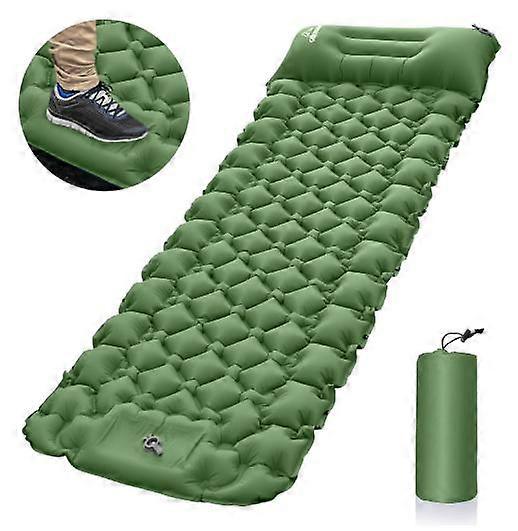 Camping Sleeping Pad, Foot Pump Inflatable Sleeping Mat with Pillow