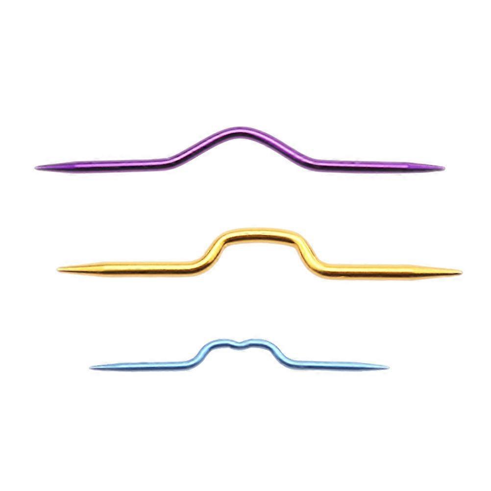 3PCS Knitting Tool Sweater Hooks Knitting Needles Cable Needle Crooked Needle Sewing Needles (Random Color)