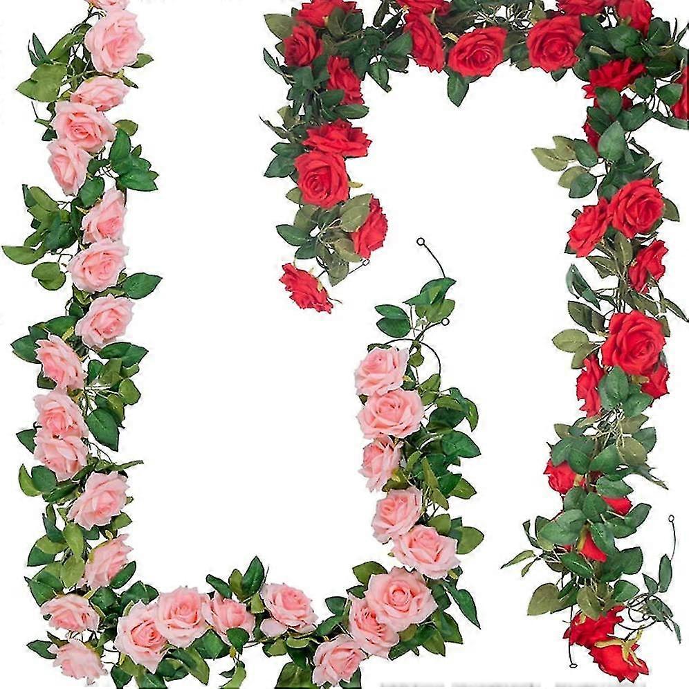 2er-Pack Blumengirlande Hängende Blumengirlande 15ft Rosa und Rose Rot Geschenk