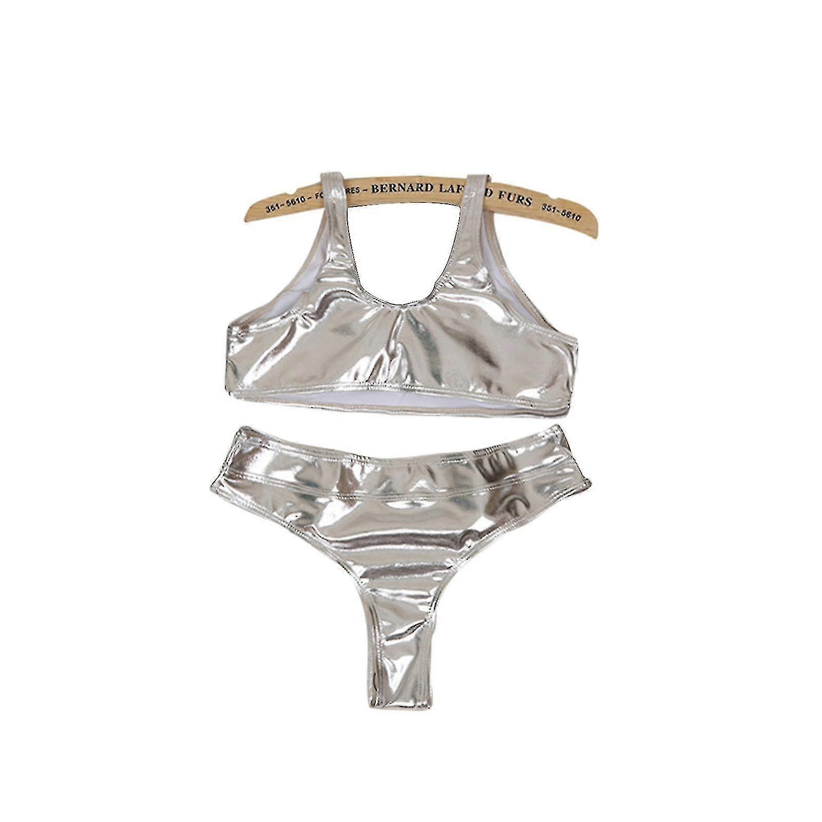 Maillot de bain pour femmes Tissu polyester réfléchissant argent doré adapté à l'été