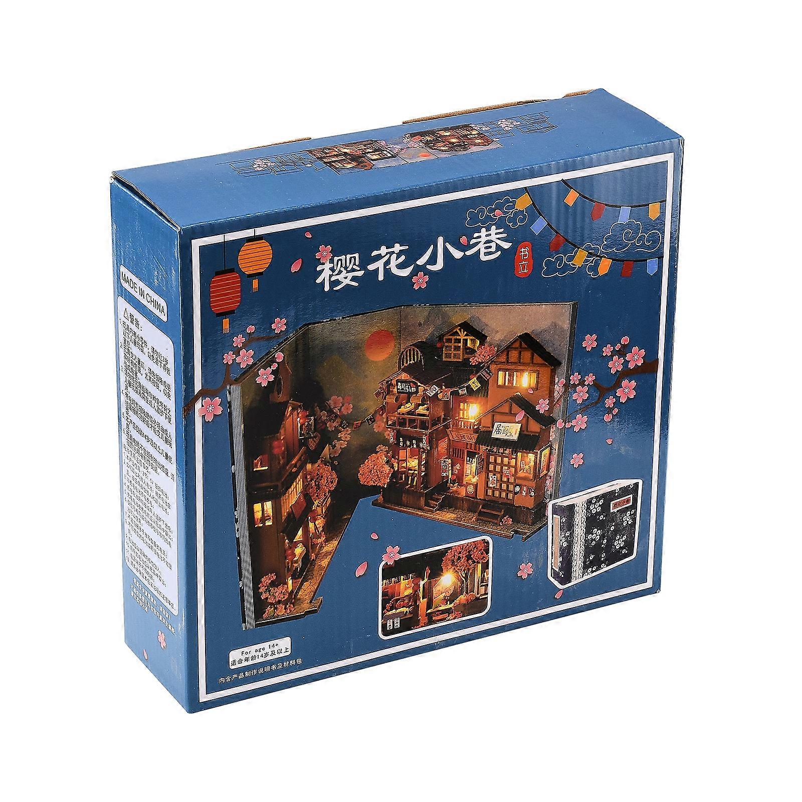 New DIY Book Nook Kit 3D Wooden Puzzle Bookshelf Decor LED Light Model Kit Bookend
