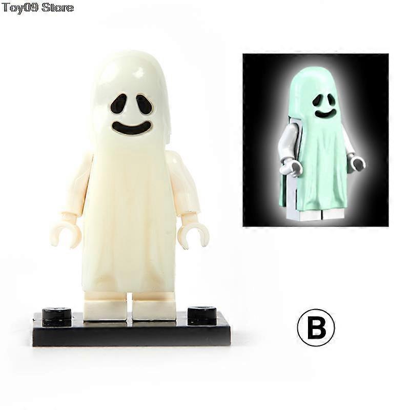 1PC Horror Halloween Series Building Blocks Luminous Smiling & Crying Ghost Model Action Figures Small Bricks Toys for Children