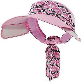 Solskærm Hat Kvinder Skalerbar Stor rand Sommer Strandhat UPF UV Rejse Solhat, Pink