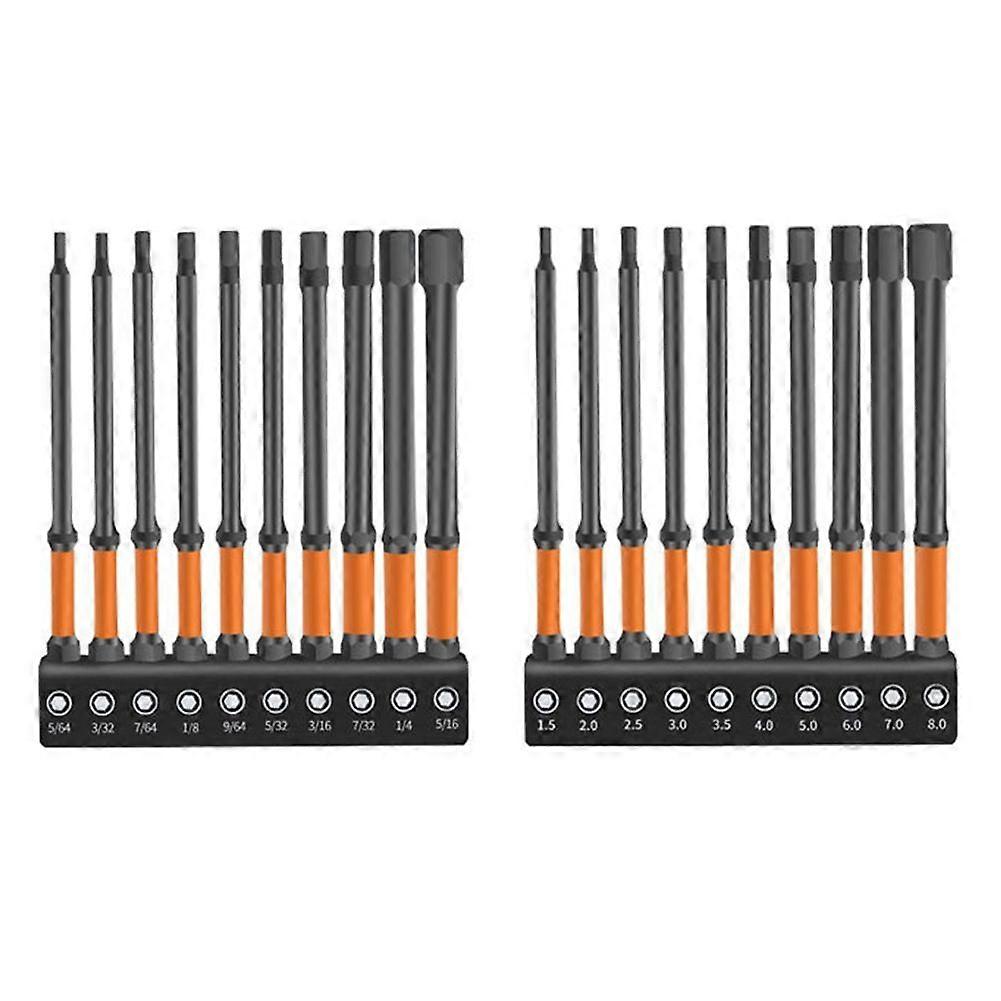 Impact Hex Heads Hex Key Bit Set (Metric & SAE),1/4inch Hex Shank Hex Drill Bit Set,Magnetic CNC Ma