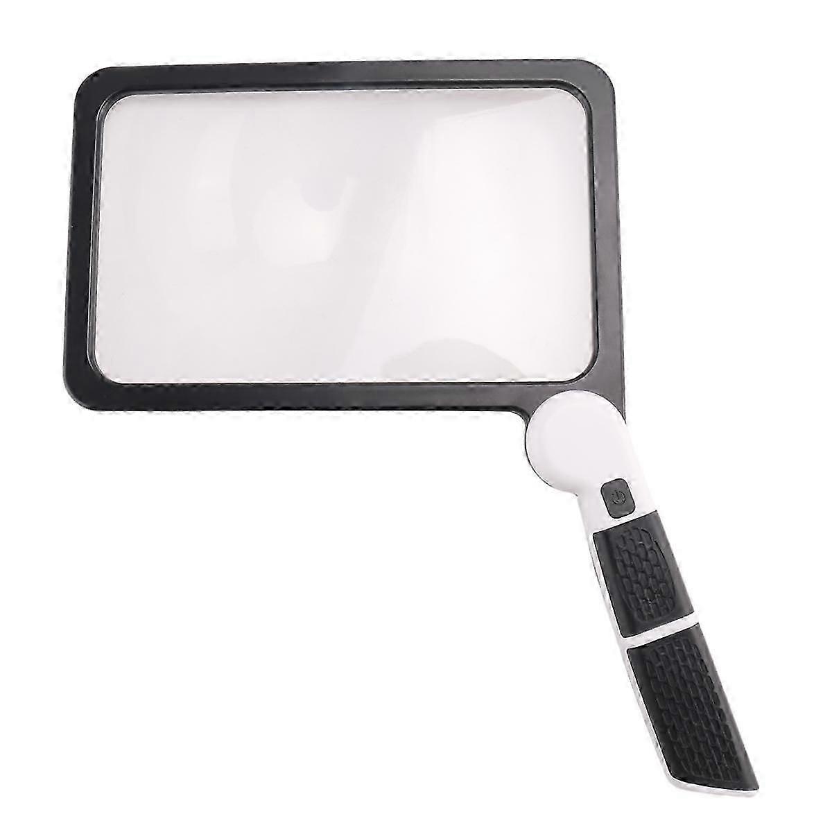 Full-Page 5X Magnifying Glass suitable for Reading, Folding Lighted Magnifier with 48 LED Lights, Rectangular Handhold Magnifier-A