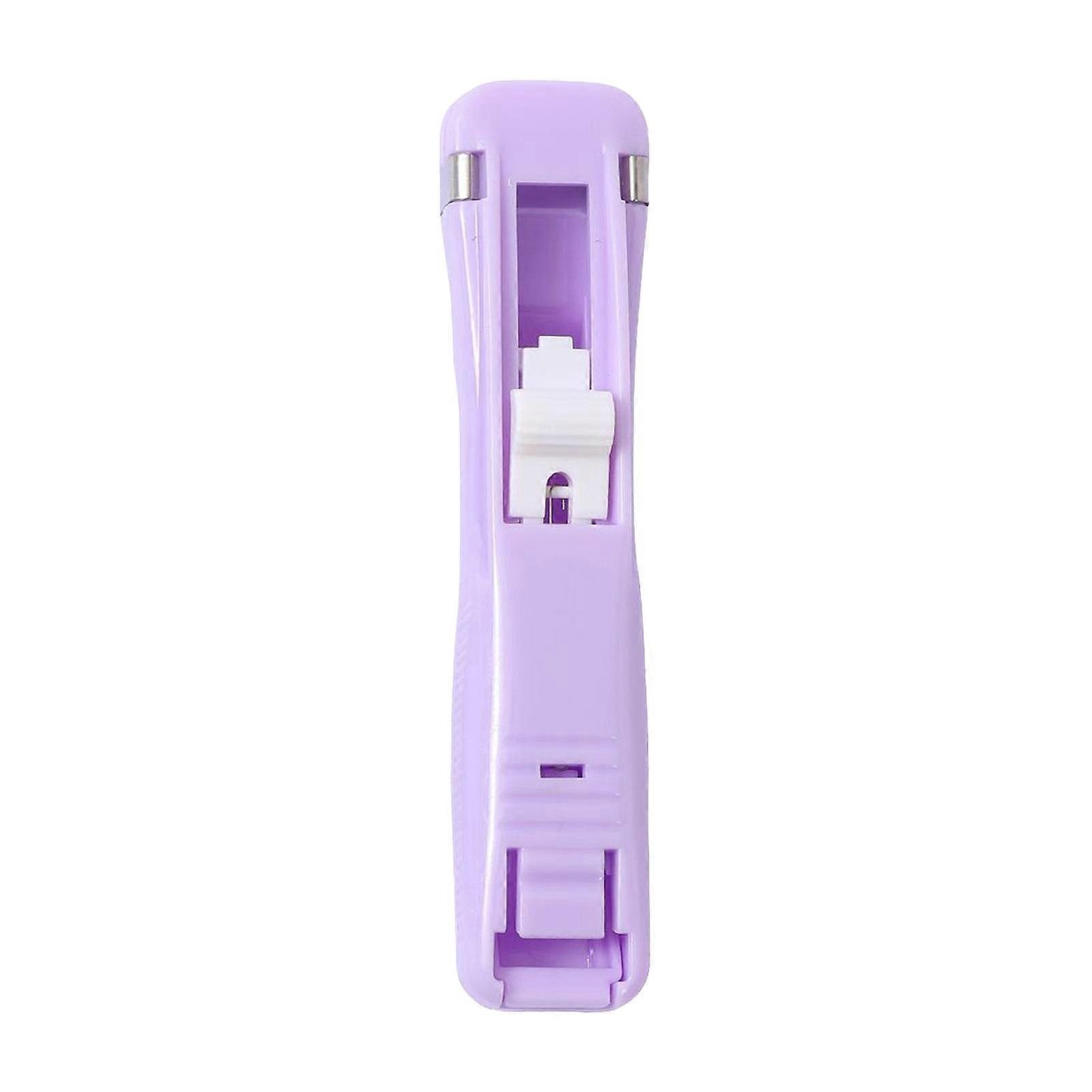 Paper Clam Clip Dispenser Plastic Metal Clamp Stapler Handheld Strong Clamping Clip Dispenser for Document Notes Violet