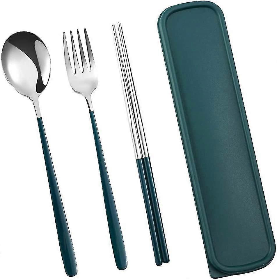 Stainless Steel Cutlery Set Reusable Spoon Chopstis Fork Portable Flatware Utensils Korean Style Tableware Fork Spoon Chopstis With Case For Campi,407