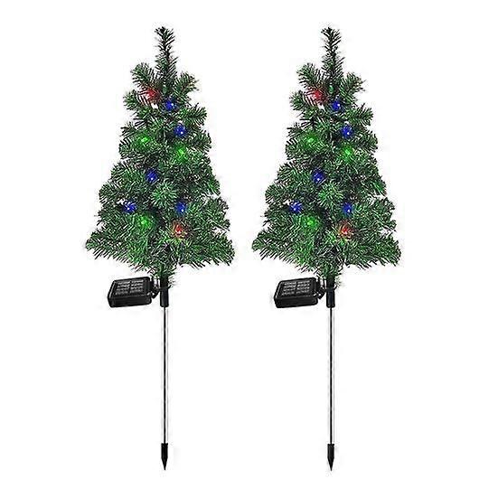2Pcs Christmas Tree Solar Lights Easy to Use Energy Saving Solar Lamp for Pathway Yard Outdoor Decorations