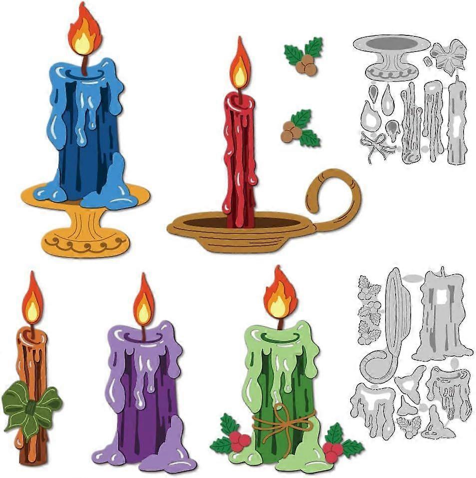 Layered Candle Die Cuts Candlesticks Metal Cutting Dies Card Making Cutting Stencils Template for DIY Embossing Scrapbooking Craft Paper Album Hallowe