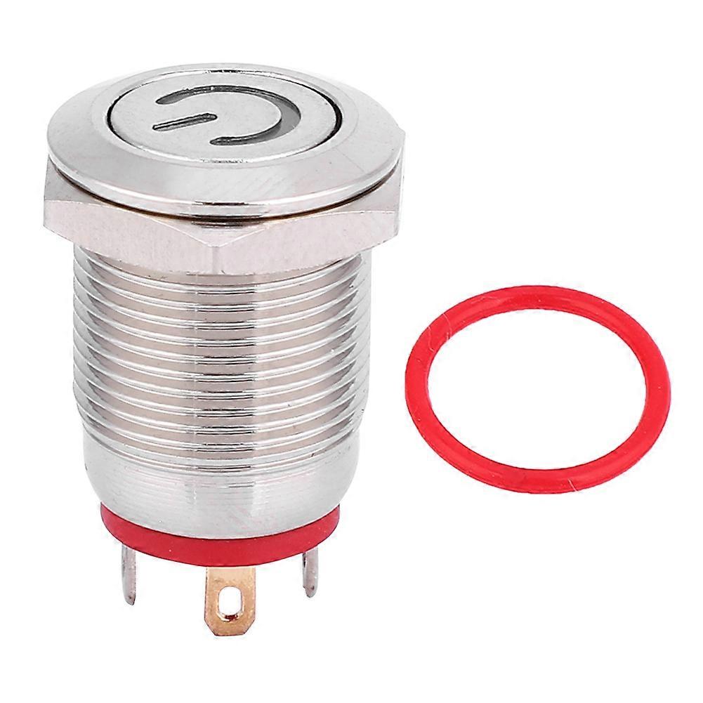 Lock free 12mm Metal Button Switch Ring and Power Shaped LED Self Reset Red Switch(3V)