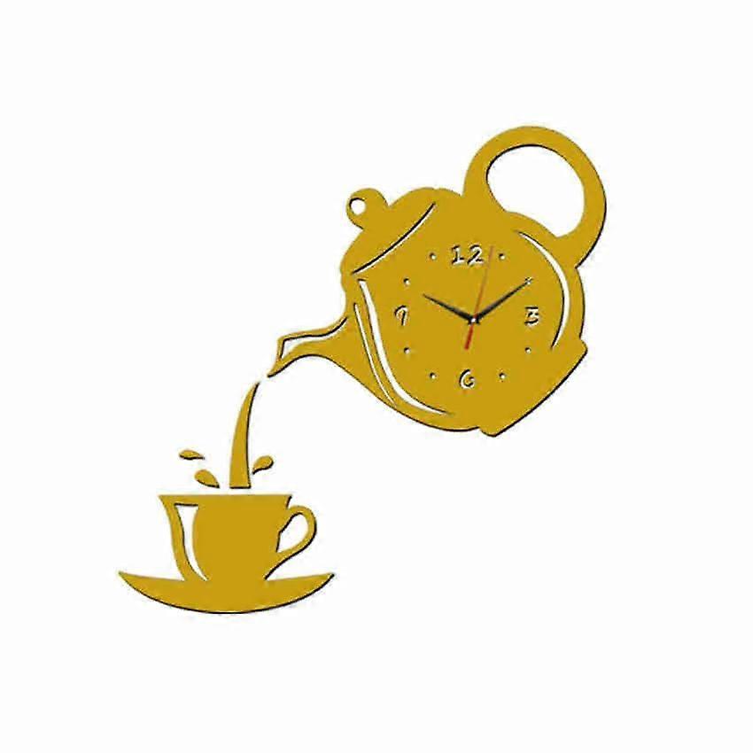 Kreativt vægur akryl 3D gør-det-selv kaffekop tekande køkken stue dekorativt vægur