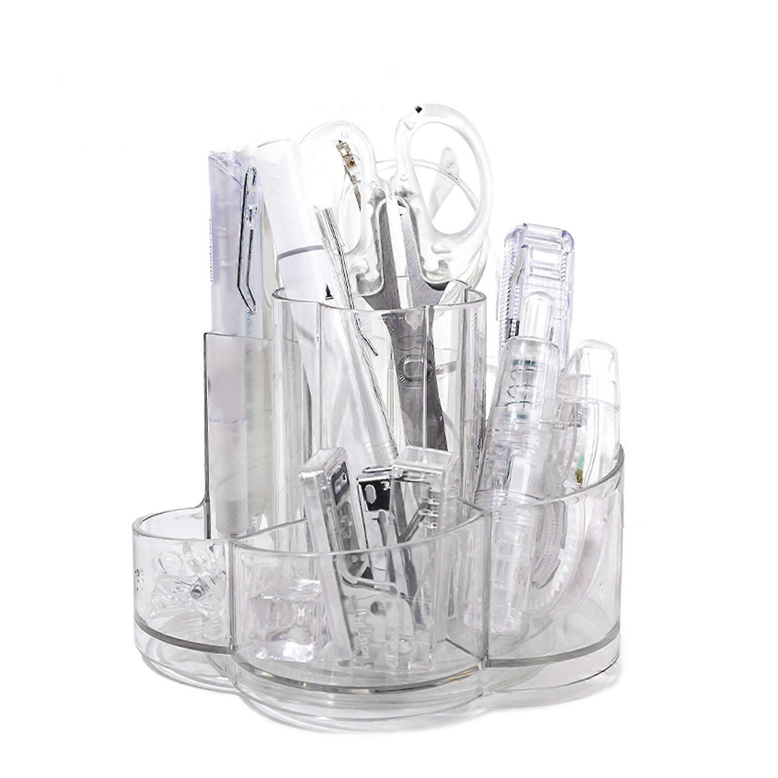 Clear Acrylic Makeup Organizers with Rotating Base Stylish Cosmetic Storage Case with 6 Compartments for Home Use