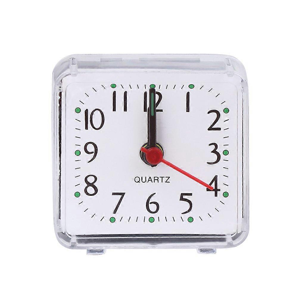 Mini Square Plastic Quartz Beep Alarm Clock – Battery Powered, Lightweight, Silent, Ideal for Bedroom or Office Use