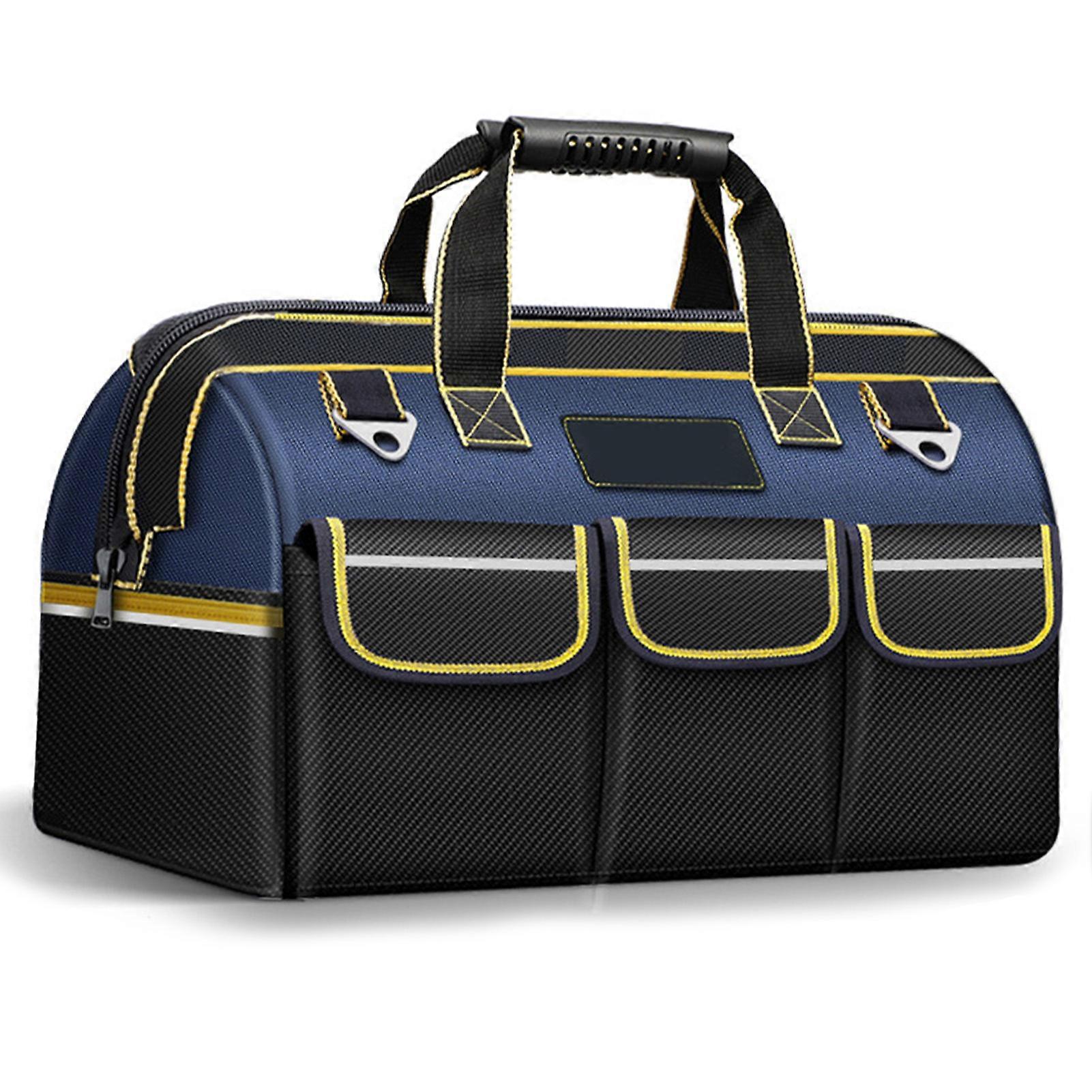 Borsa degli attrezzi Panno Oxford ispessito Resistenza all'usura Fondo antiscivolo Hardware Organizer per utensili Borsa da elettricista L (50x26x32 cm / 19,7x10,2x12,6 pollici)