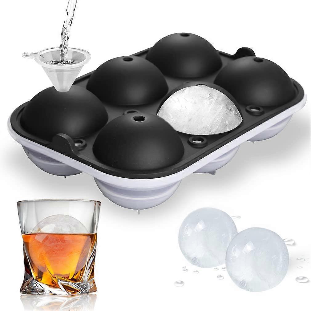 Ice Ball Maker Reusable 2.5-Inch Silicone Round Ice Sphere Tray with Lids and Funnel for Whiskey Cocktails and Bourbon