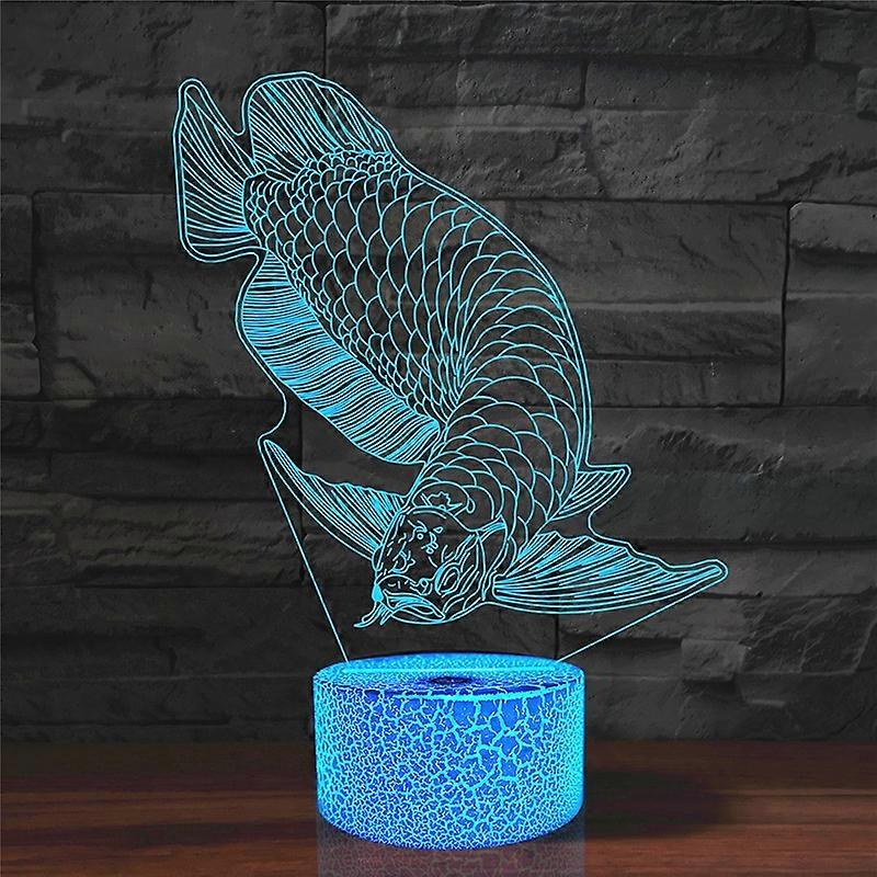 Fish Shape 3D Colorful LED Vision Light Table Lamp, Crack Touch Version