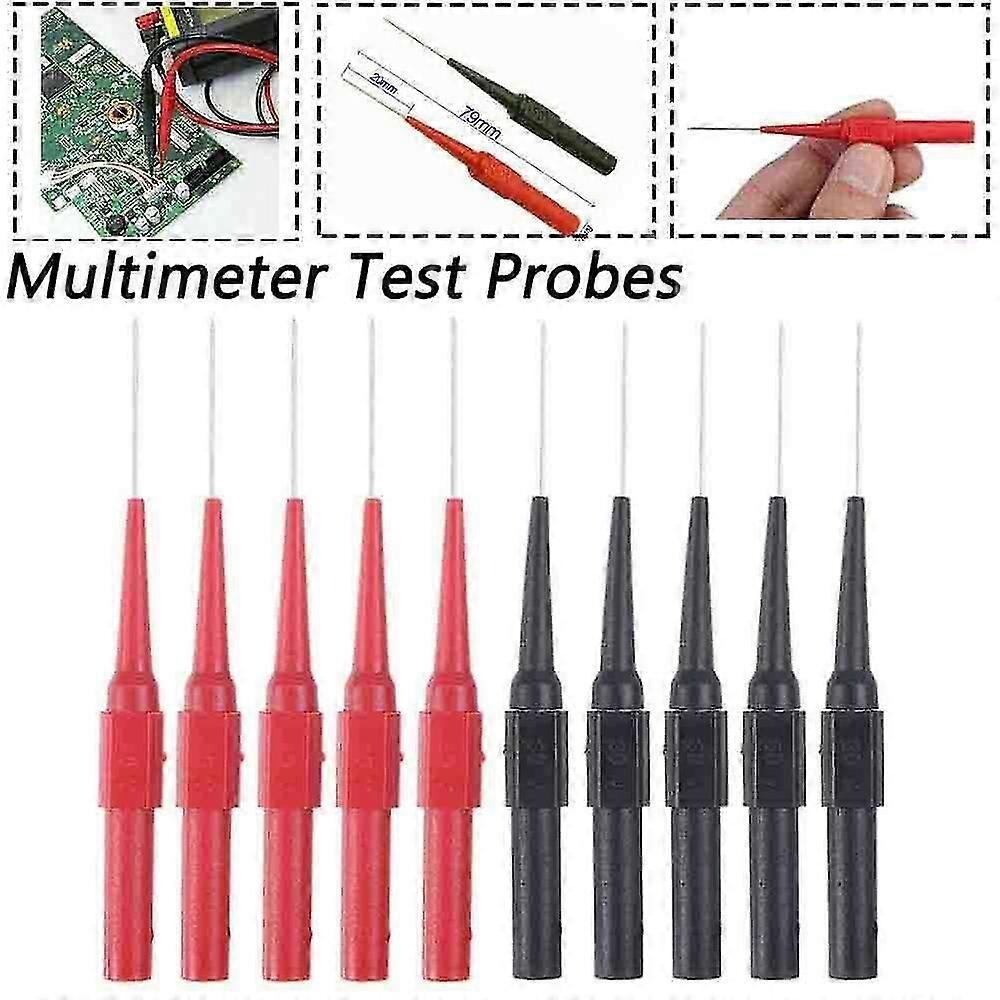10 x Multimeter Test Lead Back Probes Sharp Needle Micro Pin For Banana Plug