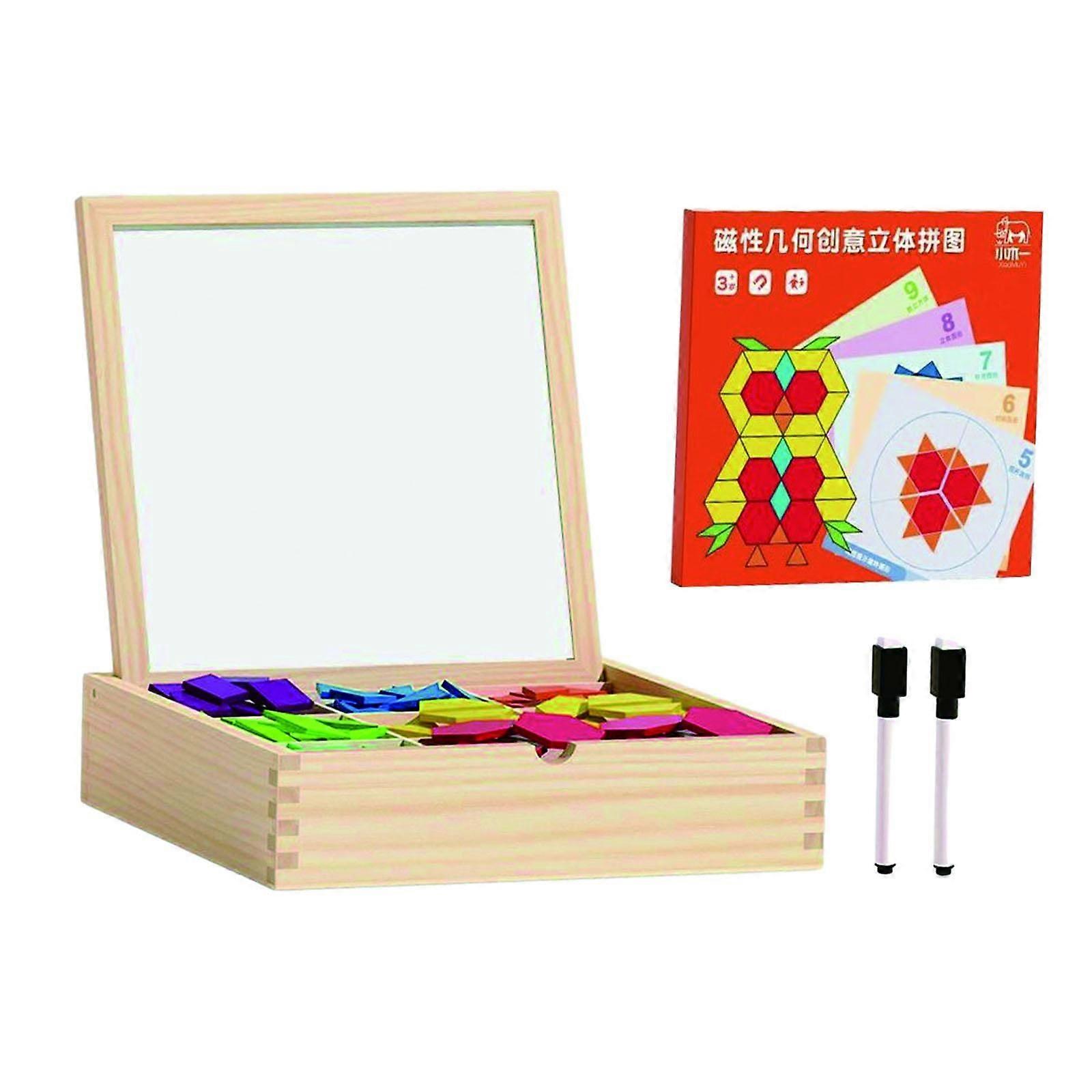 Magnetic Jigsaw Puzzle Magnetic Pattern Block for Boys and Girls Travel Game Style A