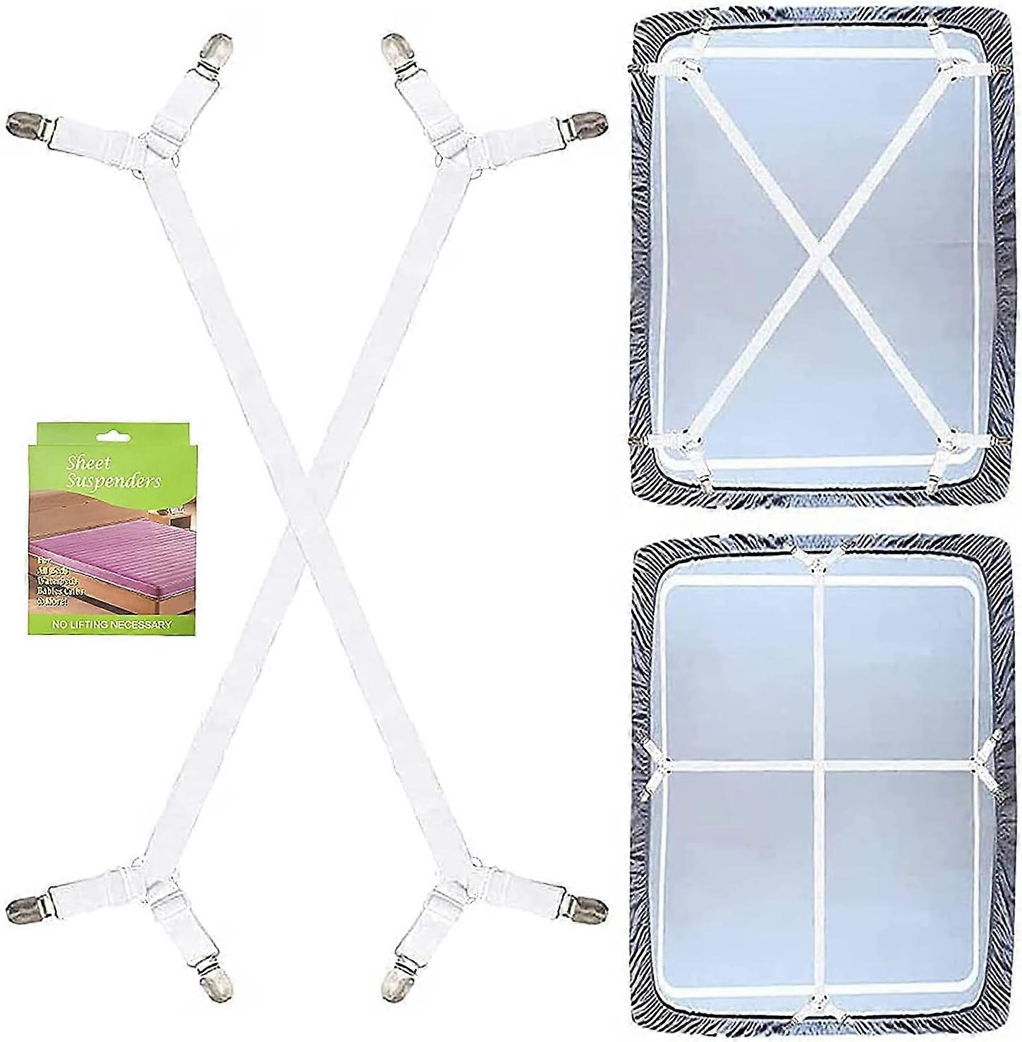 Blattspanner 2er-Pack verstellbares Dreieck elastische Clip-Blattgurte, langer Gurthalter Clip-Verschluss, weiß