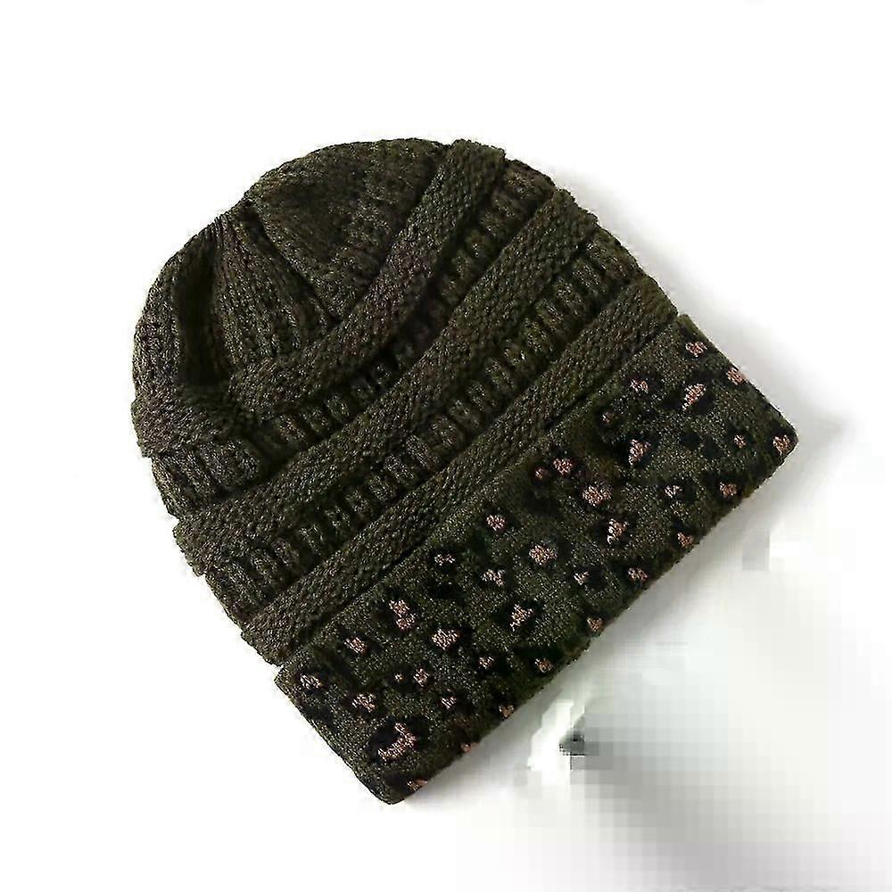 10 culori leopard beanie femei stretch tricotat croșetat beanies pălării de iarnă pentru femei cald doamnă messy
