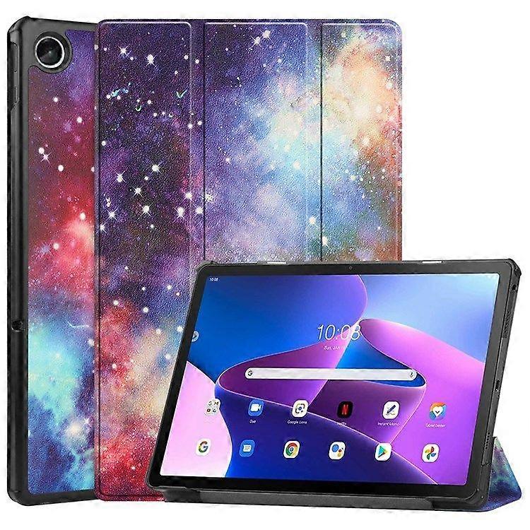 Tri-fold Stand PU Leather Tablet Case For Lenovo Tab M10 Plus (Gen 3), Pattern Printing & Auto Sleep/Wake