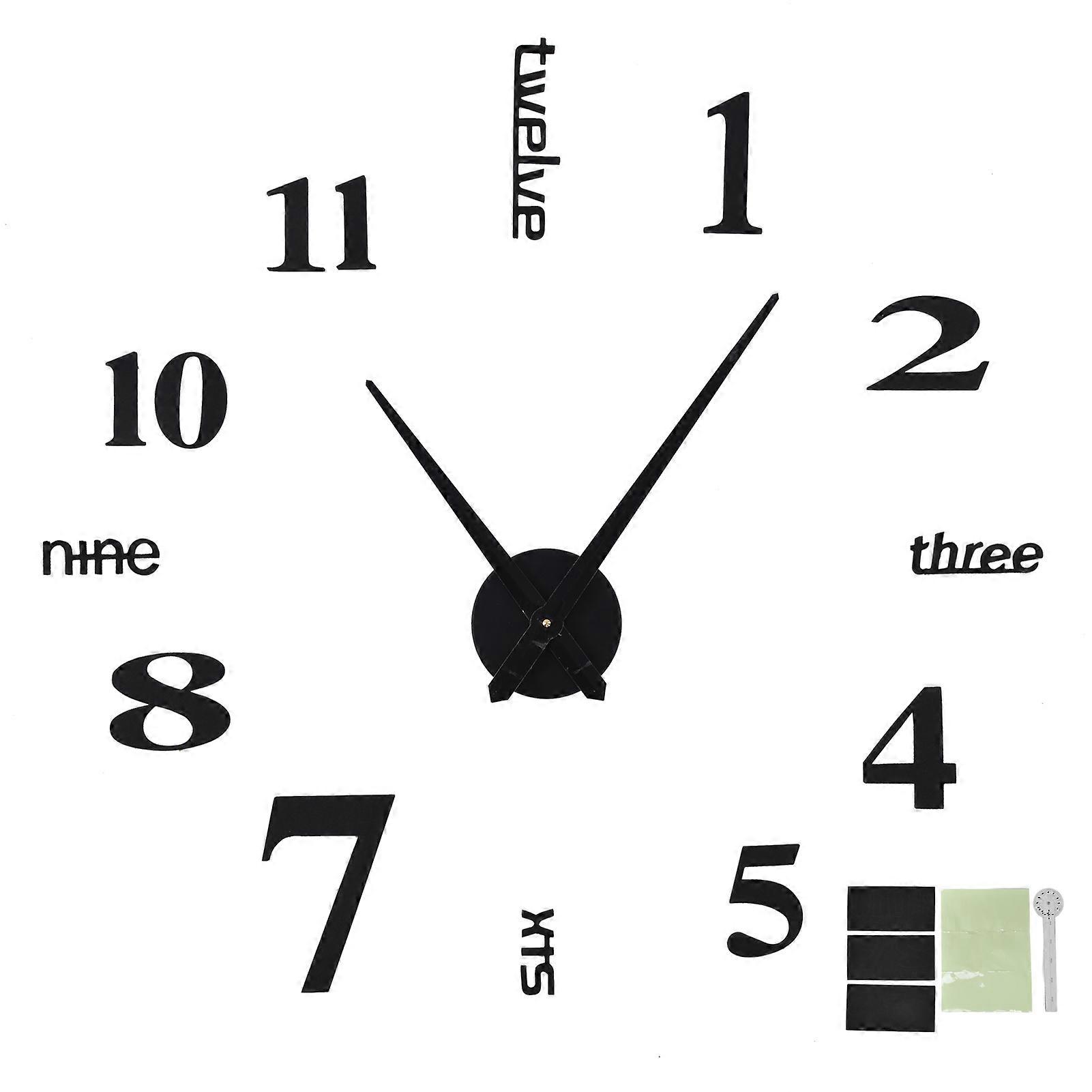 3D DIY Wall Clock Frameless Luminous Decorative Clock for Living Room and Meeting Room, Modern Style, Easy to Assemble