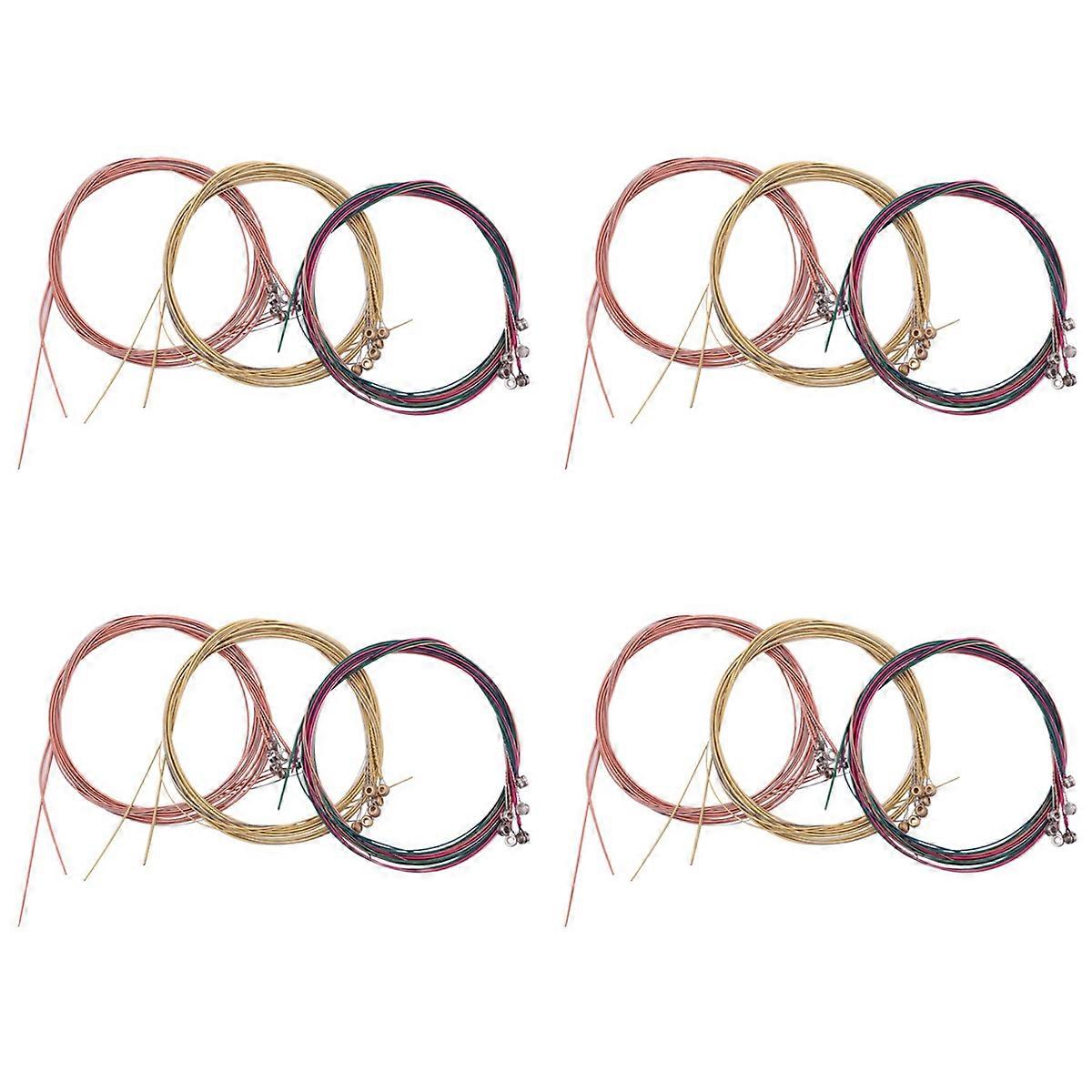 12 Sets Guitar Strings Replacement Steel String for Acoustic Guitar (4 Brass Set, 4 Copper Set and