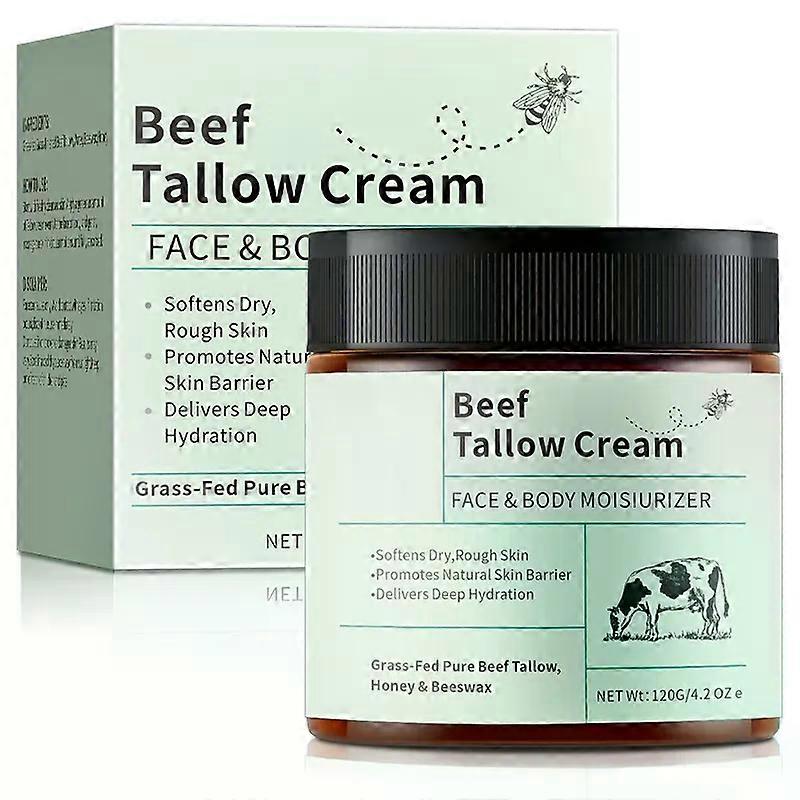 Beef Tallow for Skin, Beef Tallow for Face,Organic Whipped Grass Fed Beef Tallow with Honey Cream for Face & Body