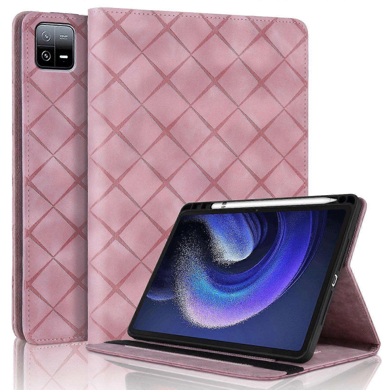 Rhombus Embossed Leather Tablet Case