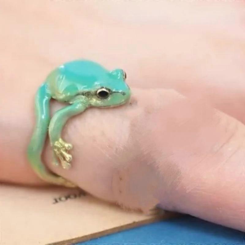 Personalized Green Funny Frog Ring Cute Fashion Ring Opening Adjustable Ring