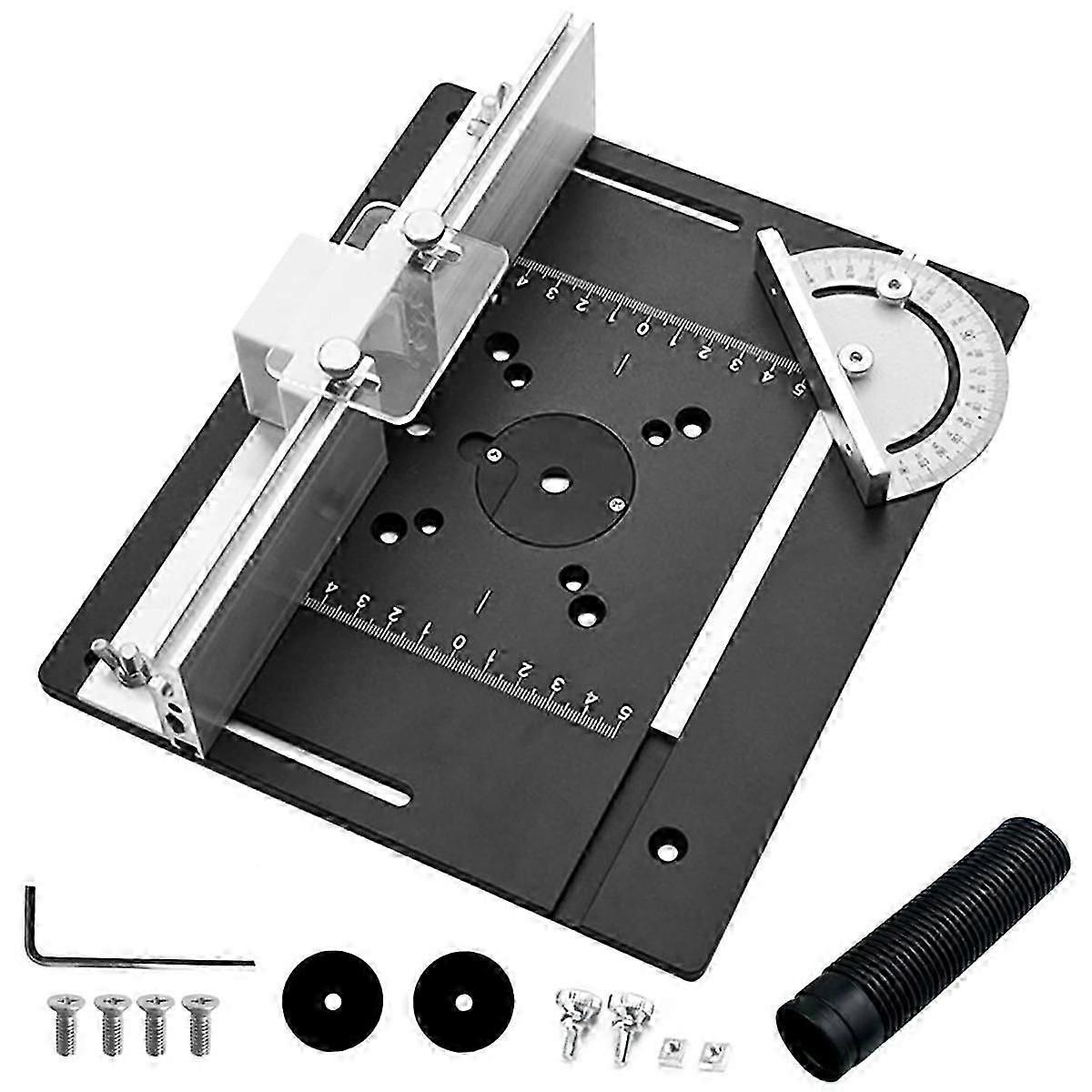 1Set Piastra di Inserimento Tavolo di Fresatura, Tavolo di Fresatura in Alluminio per Router con Supporto Coppia di Smusso, Tabl jn